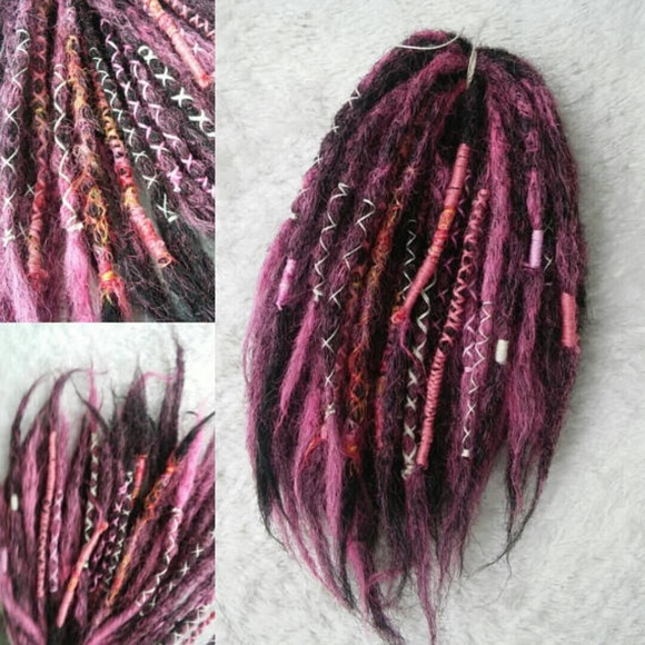 crochet decorated knotty pink black dreadlocks main image 2